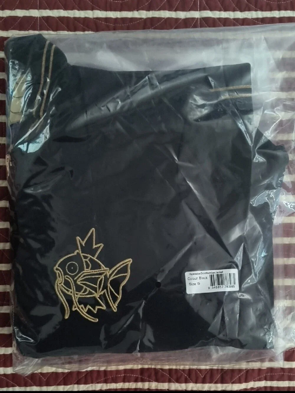 Blackmilk Pokémon Gyarados Embroidered Gold & Black Bomber Jacket Unisex Size S
